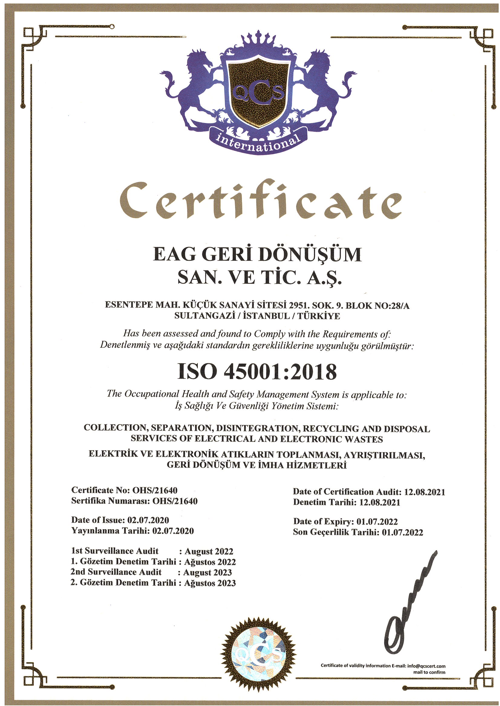 ISO 45001:2018 İş Sağlığı ve Güvenliği