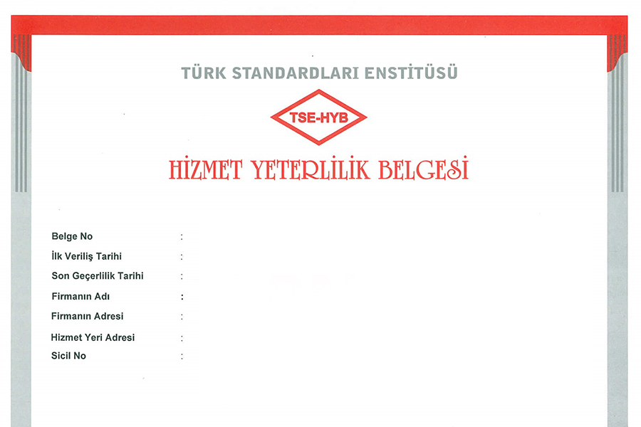 TSE Yeterlilik Belgesi